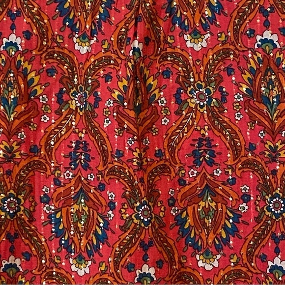 Talbots Ruffle Neck Floral Lattice Bright Berry Popover Blouse XSmall - Picture 7 of 10